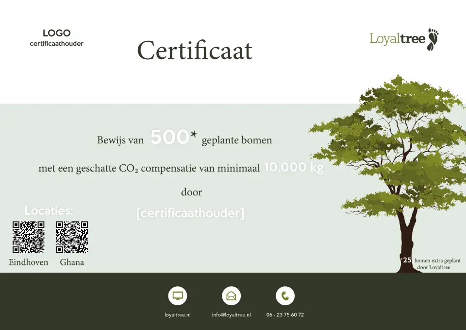 Certificaat Loyaltree template website